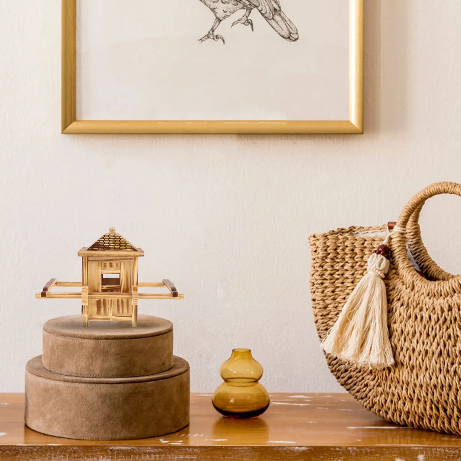 

Wooden Decorations Official Sedan Craft Elegant Windmill Small Desktop Vintage Home nament Durable Wood Material Office Use