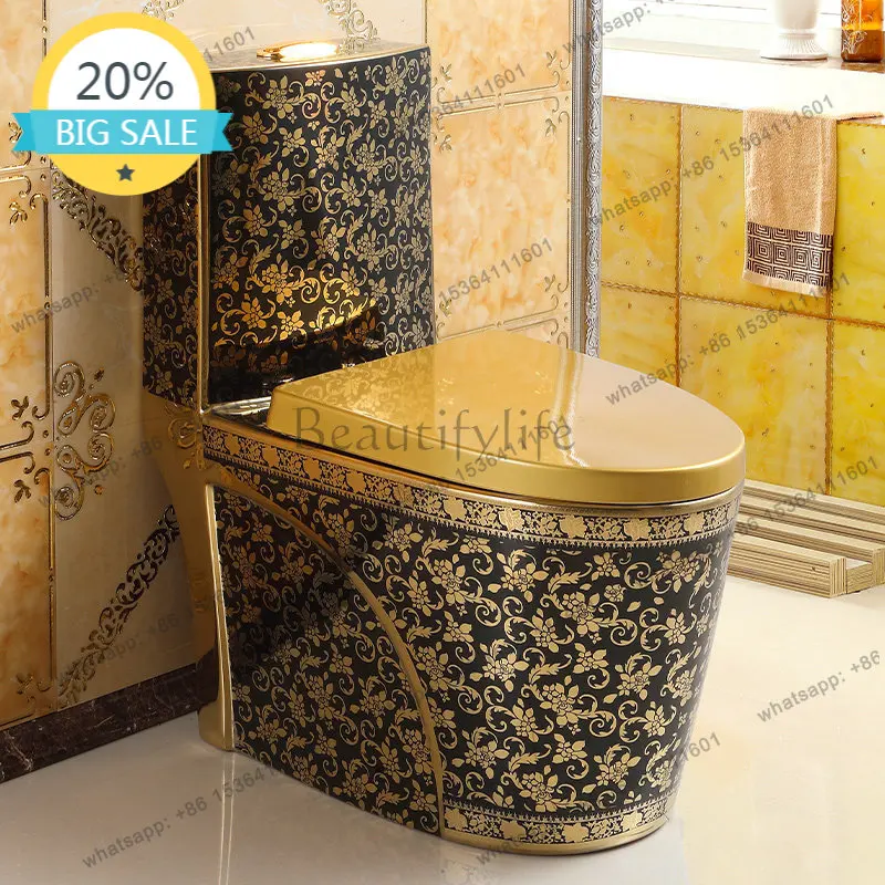 European gold art toilet deodorant toilet one-piece color ceramic siphon toilet