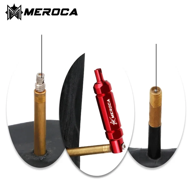 MEROCA Bicycle Schrader Valve Multifunction Wrench Tire Inner Tube MTB Bike Presta Iamok Extension Rod Removal Tool