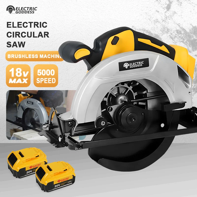 EGOD 7-inch Brushless Electric Circular Saw Woodworking Handheld Cordless Cutting Chainsaw for Dewalt 18V Battery