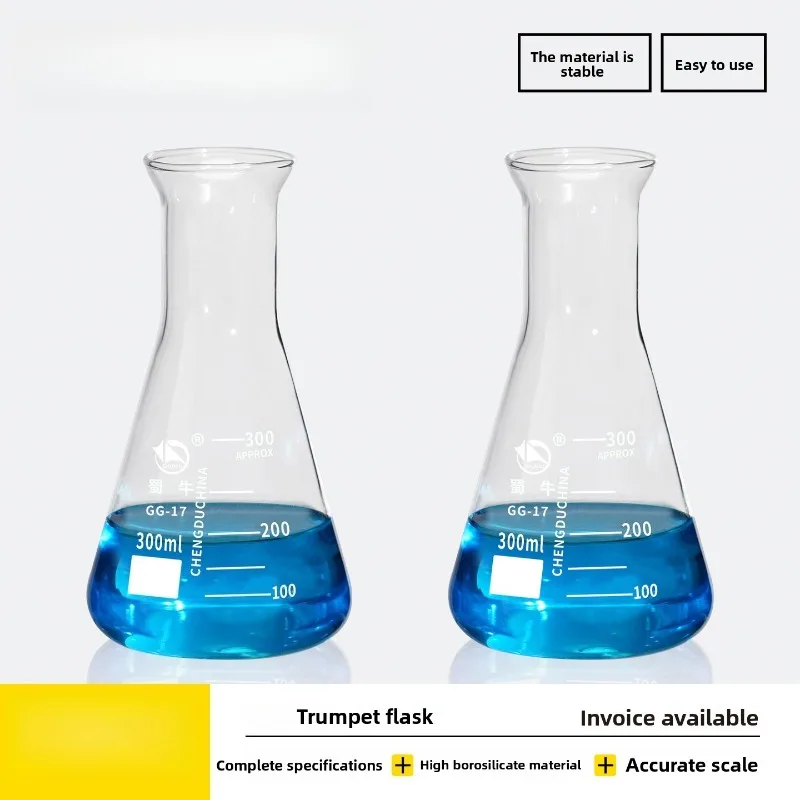 

High Borosilicate Glass Conical Flask with Silicone Stopper 50/100/250/300/500/1000ml Lab Flask Wide Mouth Erlenmeyer