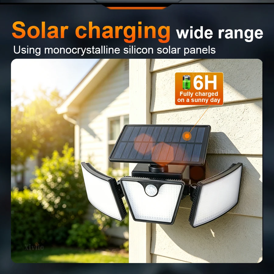 6000000LM Outdoor Solar Lights With Extra Large Solar Panel Motion Sensor Long Lasting Solar Wall Lamp For Garden Garage Yard
