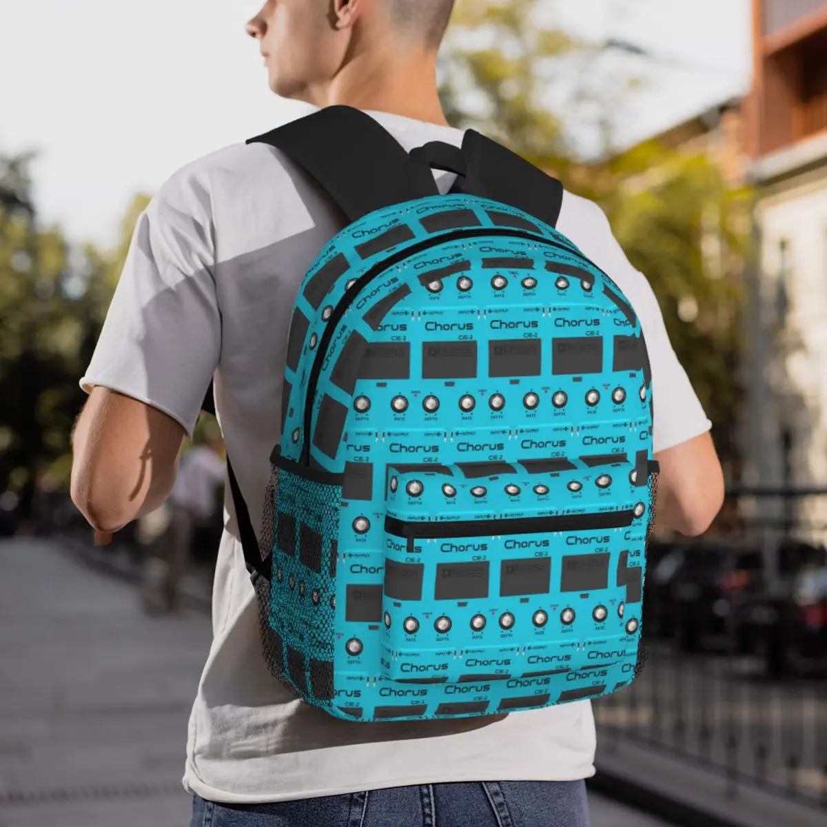 Boss Overdrive Bluesbreaker กีตาร์เหยียบกระเป๋าเป้สะพายหลังนักเรียนกระเป๋านักเรียนเดินป่าท่องเที่ยว Daypack สําหรับผู้ชายผู้หญิง Bookbag กระเป๋าสะพาย