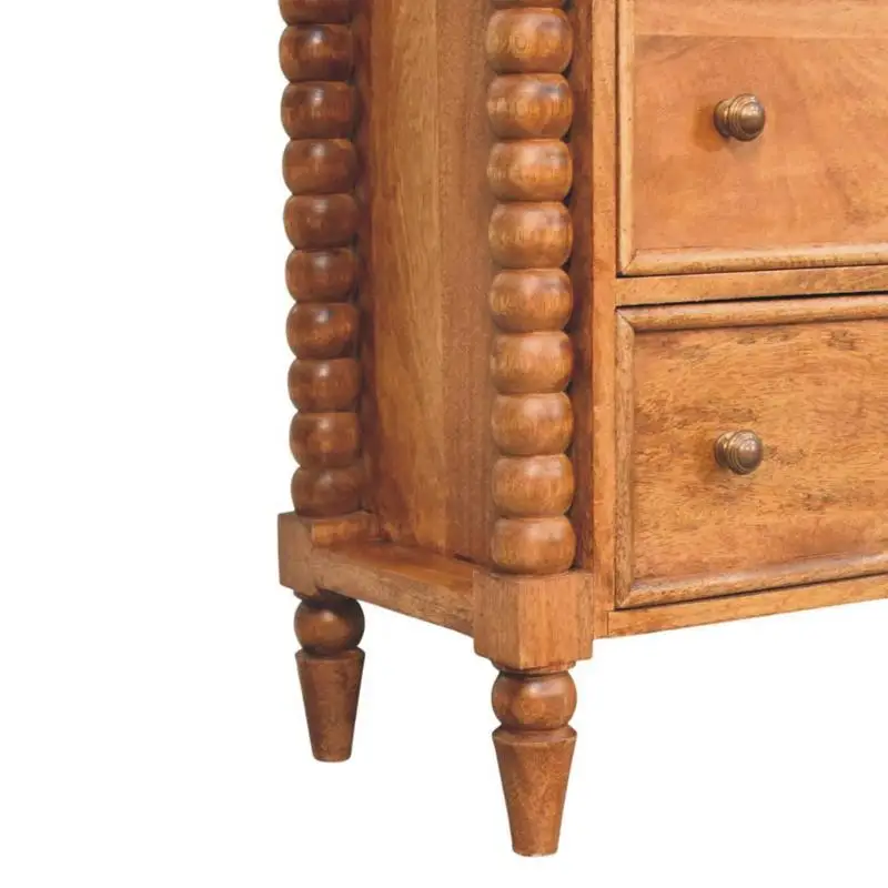 Solid Wood Spindle Chest, Brown, 3-Drawer Storage Unit, Compact Design for Bedroom or Living Room Use, Durable and Stylish