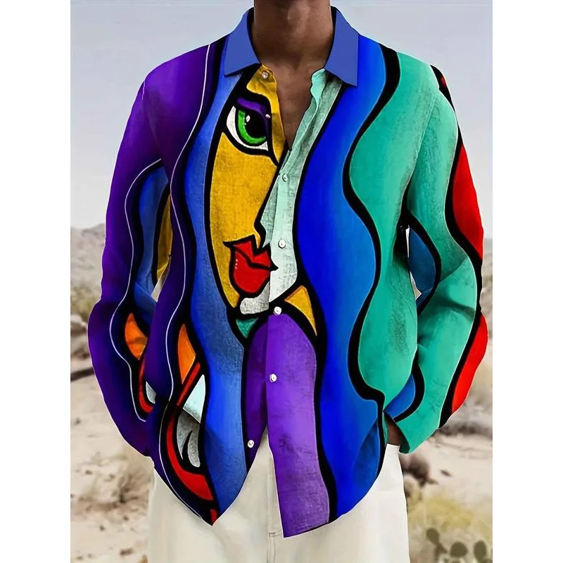 

Men's Printed Shirt D 24982 Silk Material Spring 2026 Fashionable Casual Wear Cross-Border International
