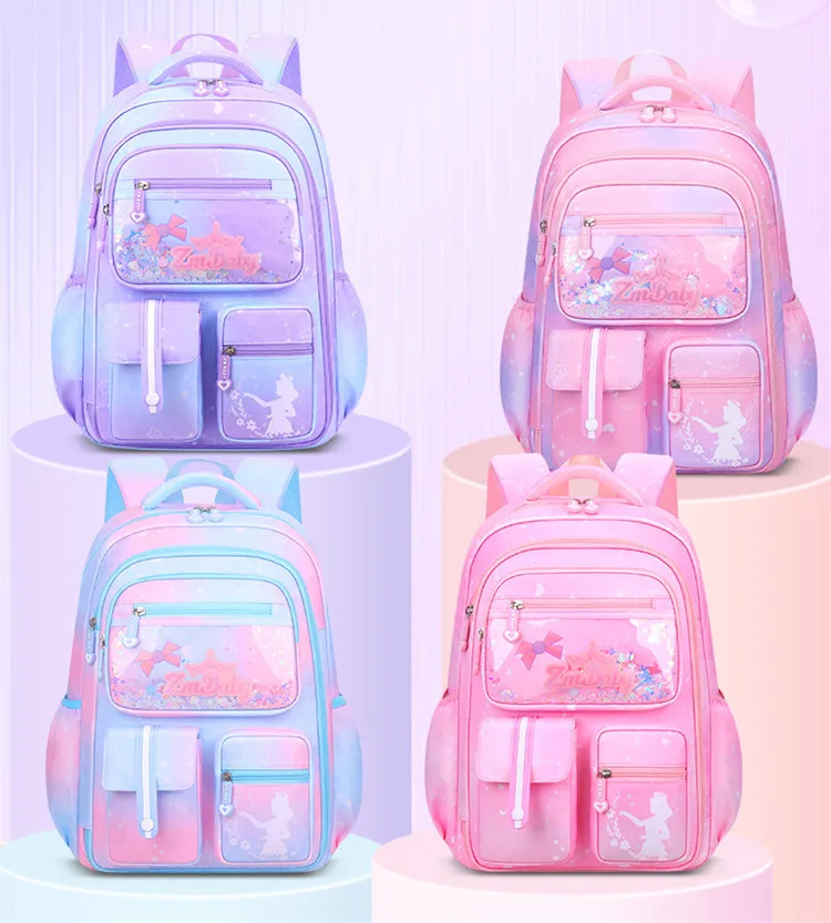 Mochila escolar Kawaii para niños y adolescentes, morral escolar de Color degradado pequeño, impermeable, primaria