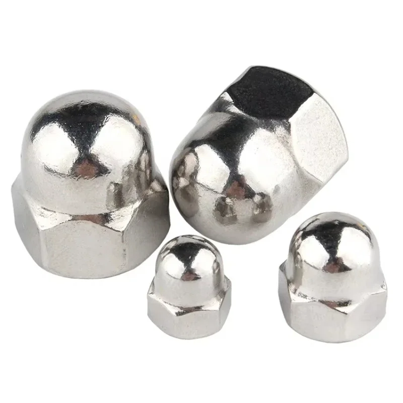 M3 M4 M5 M6 M8 M10 M12 M14 - M24 304 / 316 Porca sextavada de aço inoxidável Porcas de bolota Tampa decorativa Porcas de tampa de cúpula