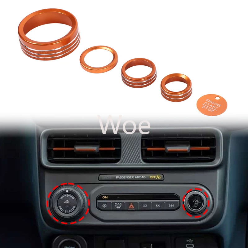 WoeFor Ford Maverick 2025 central control knob ring + one-click start sticker Automotive decorative ring accessories Aluminum al