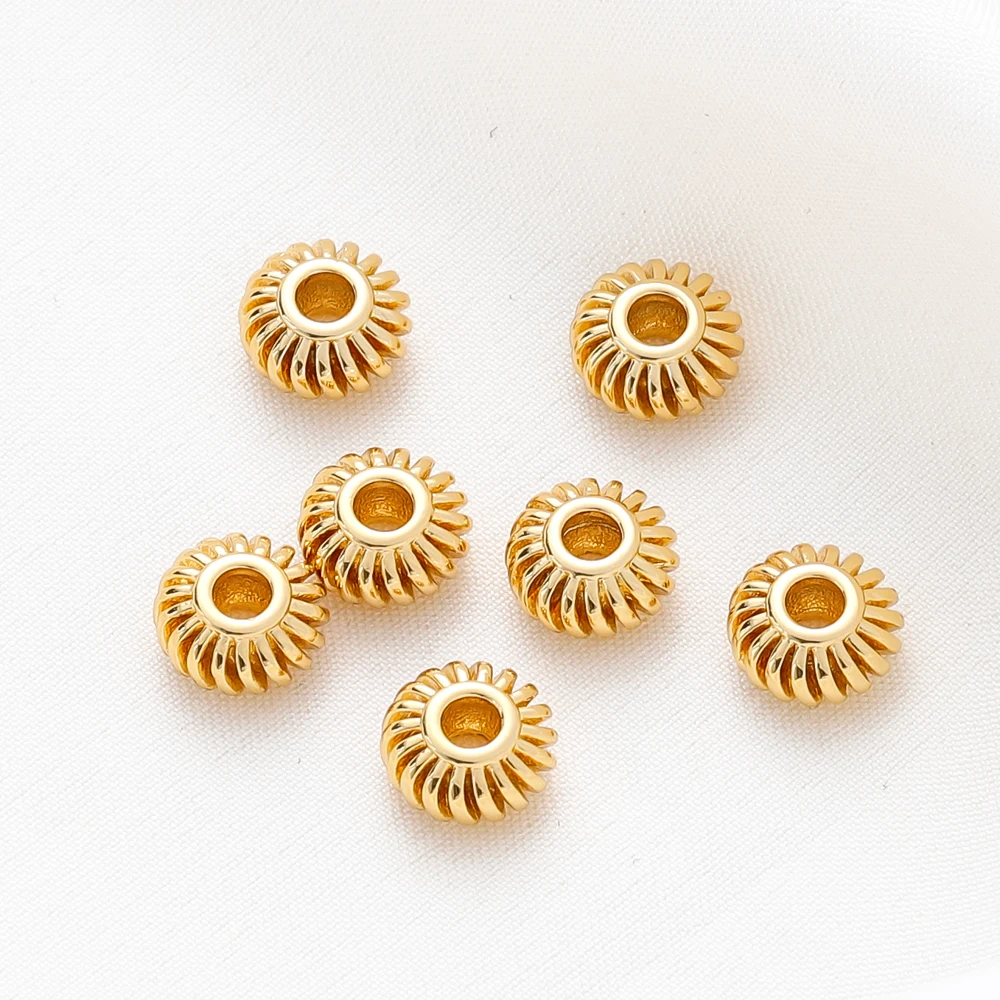 5-20 teile/los 14K 18K Gold Überzogene Messing Blume Form Kürbis Perlen Lose Spacer Flache Perlen Für DIY schmuck Armband Erkenntnisse – Detail 10