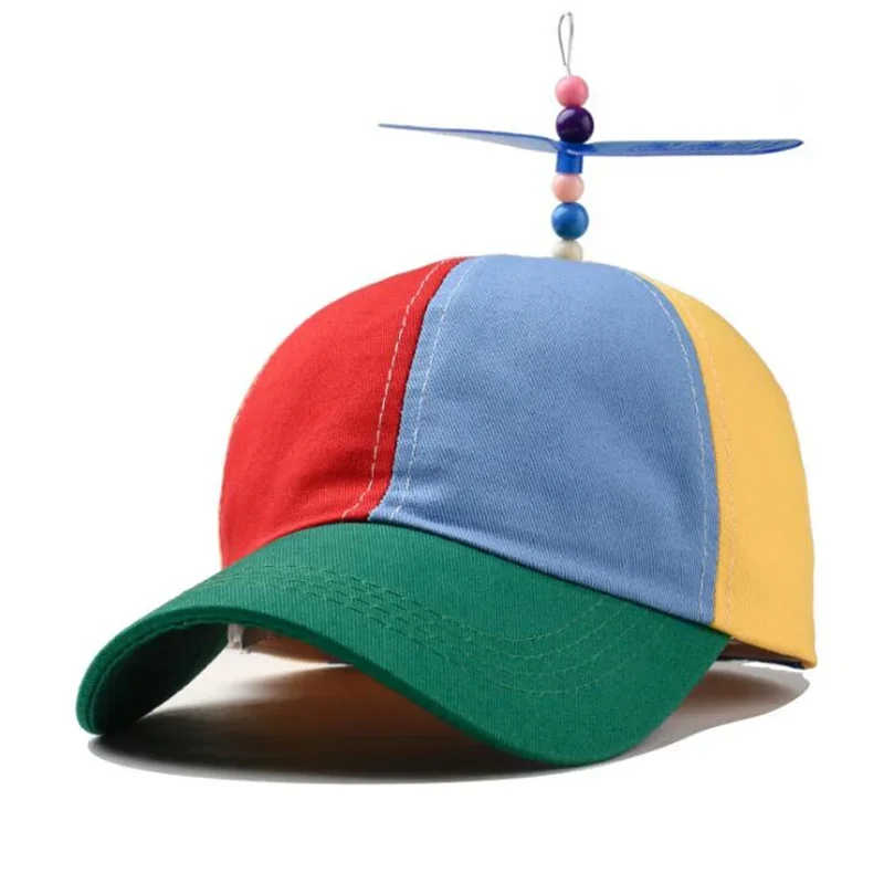 

2024 Adult Kids Helicopter Propeller Baseball Caps Colorful Patchwork Cap Hat Bamboo Dragonfly Children Kids Snapback Party Caps