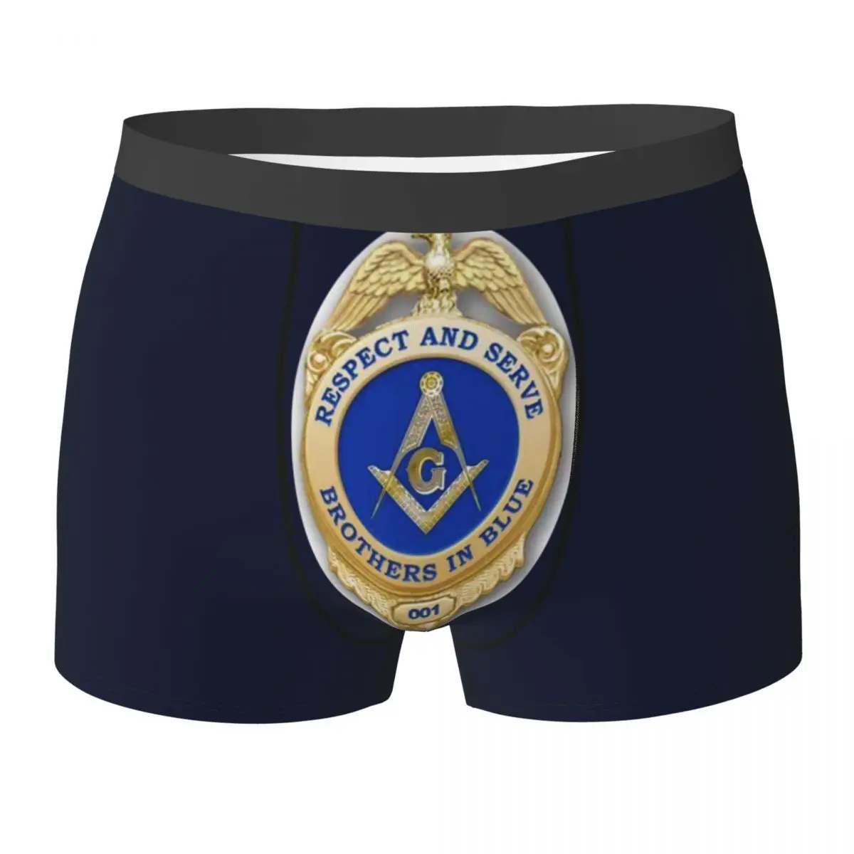 

Men's Brothers In Blue Freemasons Boxer Briefs Shorts Panties Polyester Underwear Mason Homme Novelty Underpants