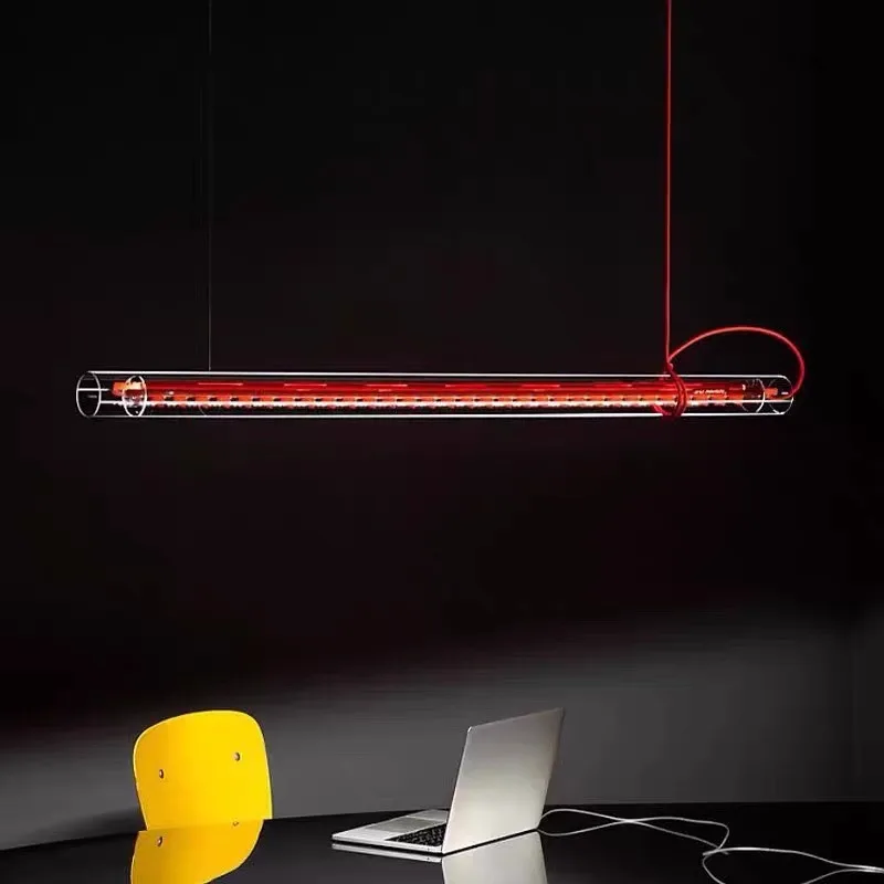 2026 Nordic Designer Restaurant Chandeliers Creative Long Strip Transparent Glass Pendant Light For Dining Room Bar Kitchen Led