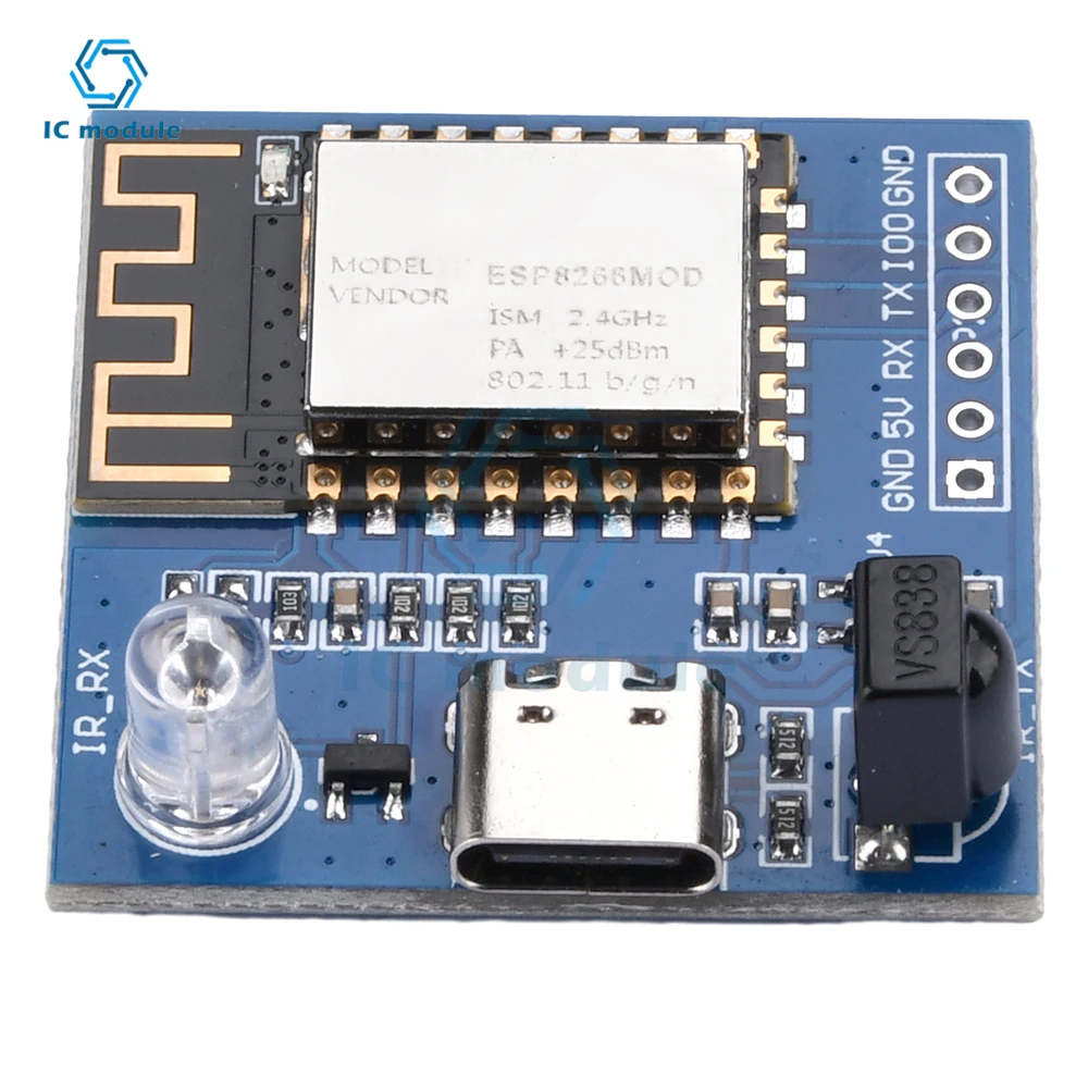 ESP8266 Infrared Emission And Reception NEC Command WIFI Transmission Module Development Board ESP-12F Module TYPE-C