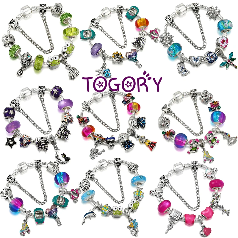 Hot Sale Classics Castle Fish Fairy Beads Charm Bracelets With DIY Brand Bracelet Bangles For Women Men Kids Jewelry Gift