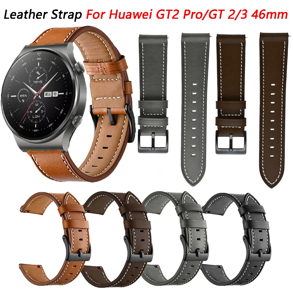 Leather Watchband For Huawei Watch GT 2/3 SE/Pro/2E/GT2/GT3 Pro 46mm Bracelet 22mm Smart Watch Replacement Bands Correa Belt