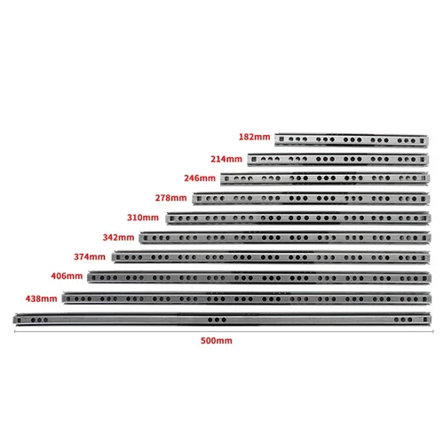 Imagen 2 del producto Guías para cajones con rodamiento de bolas, 2 uds., 8 ""-16"", toboganes para muebles, rodamientos de bolas de acero, para teclado, armario, cajones