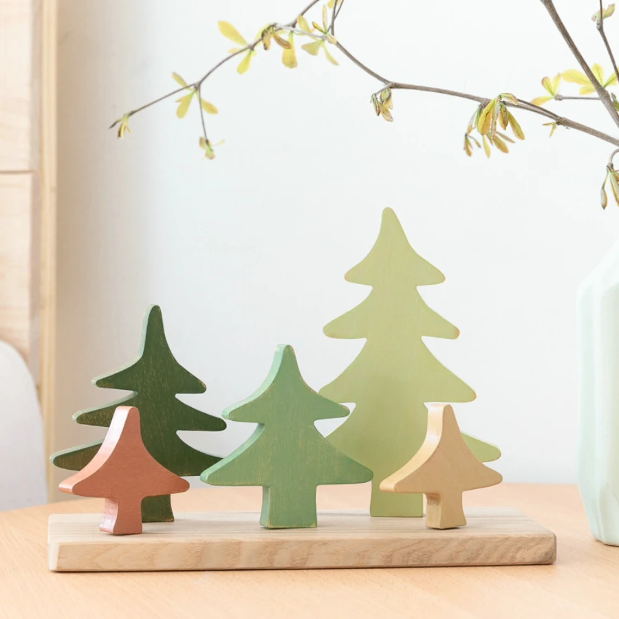Farmhaus-Holz-Weihnachtsbaum-Ornament für Zuhause, Büro, Laden, Bücherregal, TV-Schrank, Tischdekoration, Kunsthandwerk, Weihnachtsdekoration, Geschenk