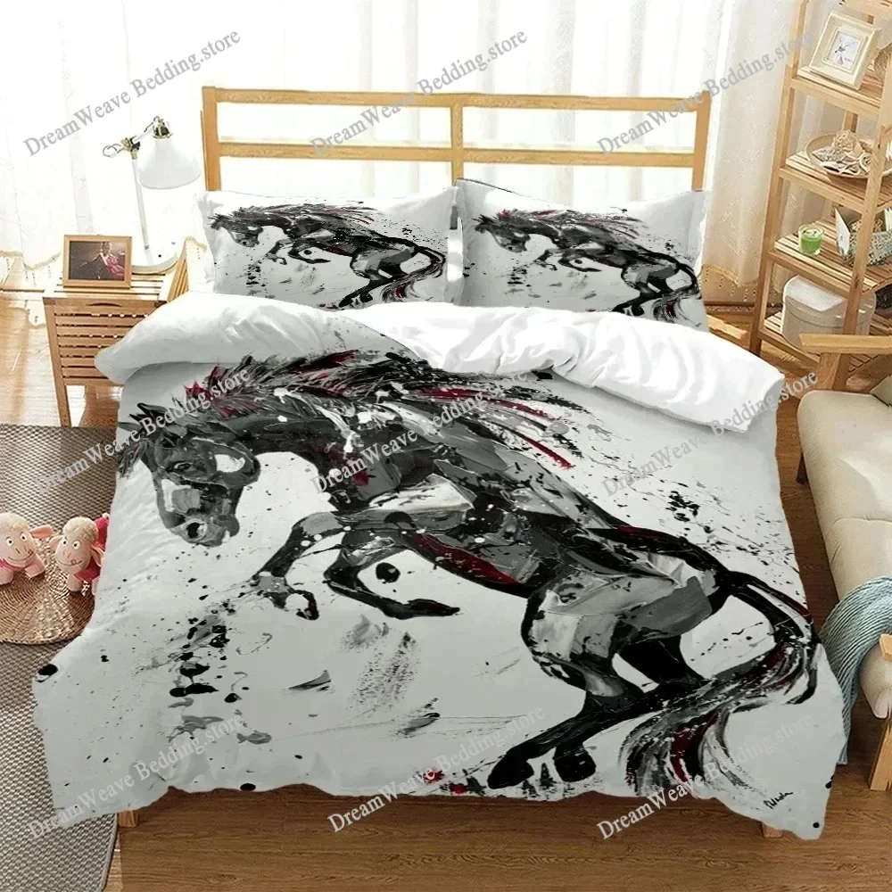 

Horse Duvet Cover Set Horse Running In Starry Sky Print Twin Bedding Set for Adults Animal Queen King Size Polyester Qulit Cover