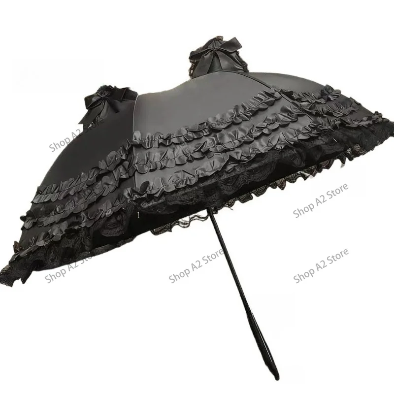 New Black Lace Style Sun Umbrella Princess Parasol for Women Portable Folding UV Protection Rain Umbrella