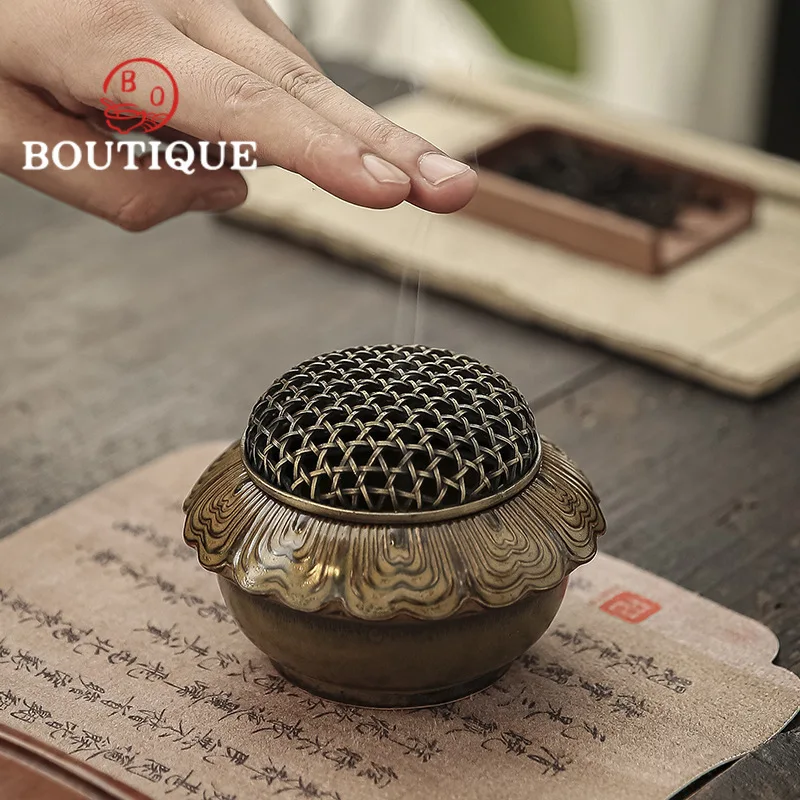 Zen Lotus Petal Art Ceramic Incense Holder Elegant Incense Burners Scented Aromatic Candles Green Tea Chinese Tea Set Ornaments