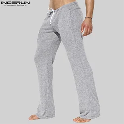 INCERUN 2024 Long Trousers Summer Men Long Pants Striped Male Wide Leg Pant Men Clothing Homewear Pantalons S-5XL Streetwear