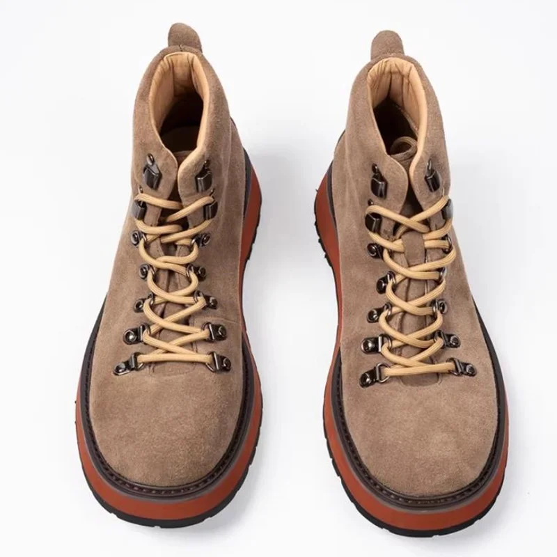 Japanese Thick Sole Genuine Leather Outdoor Ankle Boots Men Autumn Work Boots High Top Shoes Vintage Desert Boots - view 6