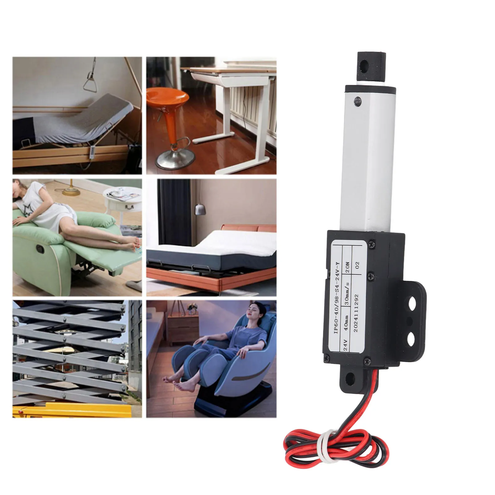 المحرك الخطي الكهربائي الصغير 24 فولت تيار مستمر محرك الحركة المقاوم للماء ل أريكة روبوت سيرفو 40 مللي متر السكتة الدماغية 30 مللي متر/ثانية سرعة 20N التوجه