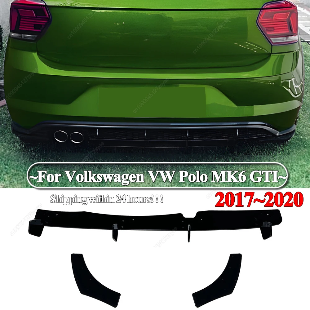 

4-жильный диффузор заднего бампера для Volkswagen VW Polo MK6 GTI 2017-2021, комплекты хэтчбека, сплиттер, спойлер, ABS, черный тюнинг