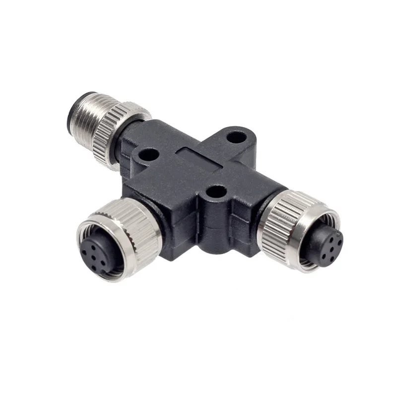 M12 Sensor Connector Waterproof Three-way Pipe Conversion Plug Male Female 4 5 8pin Y shaped T Type A code Connectors image 2
