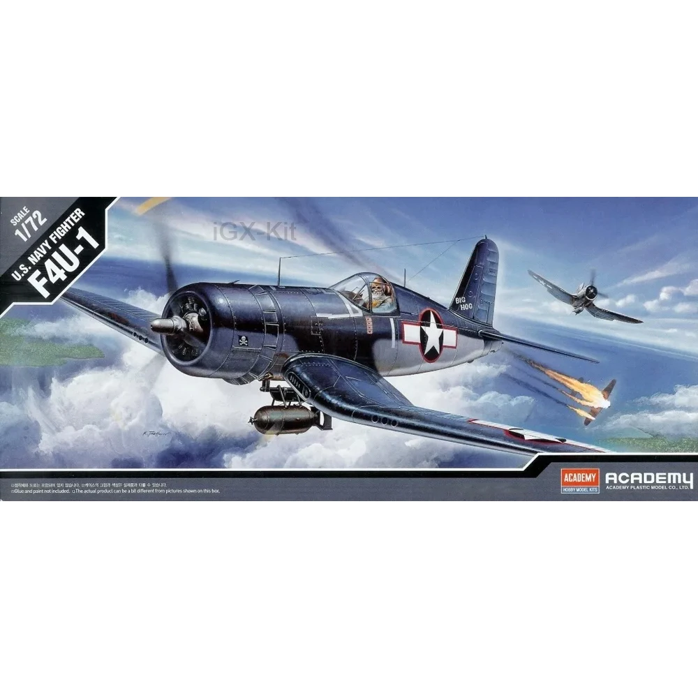 Academy 12457 1/72 Scale US F4U F4U-1 Corsair Fighter Airplane Hobby Craft Toy Plastic Model Building Kit