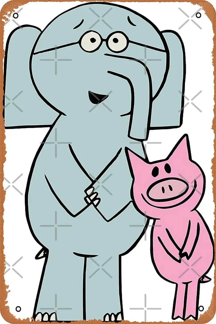 1p، لعبة الرسوم المتحركة الكلاسيكية والتلفزيون الفيل والخنازير. لافتة معدنية لديكور الحائط من جيرالد وخنزير- #1