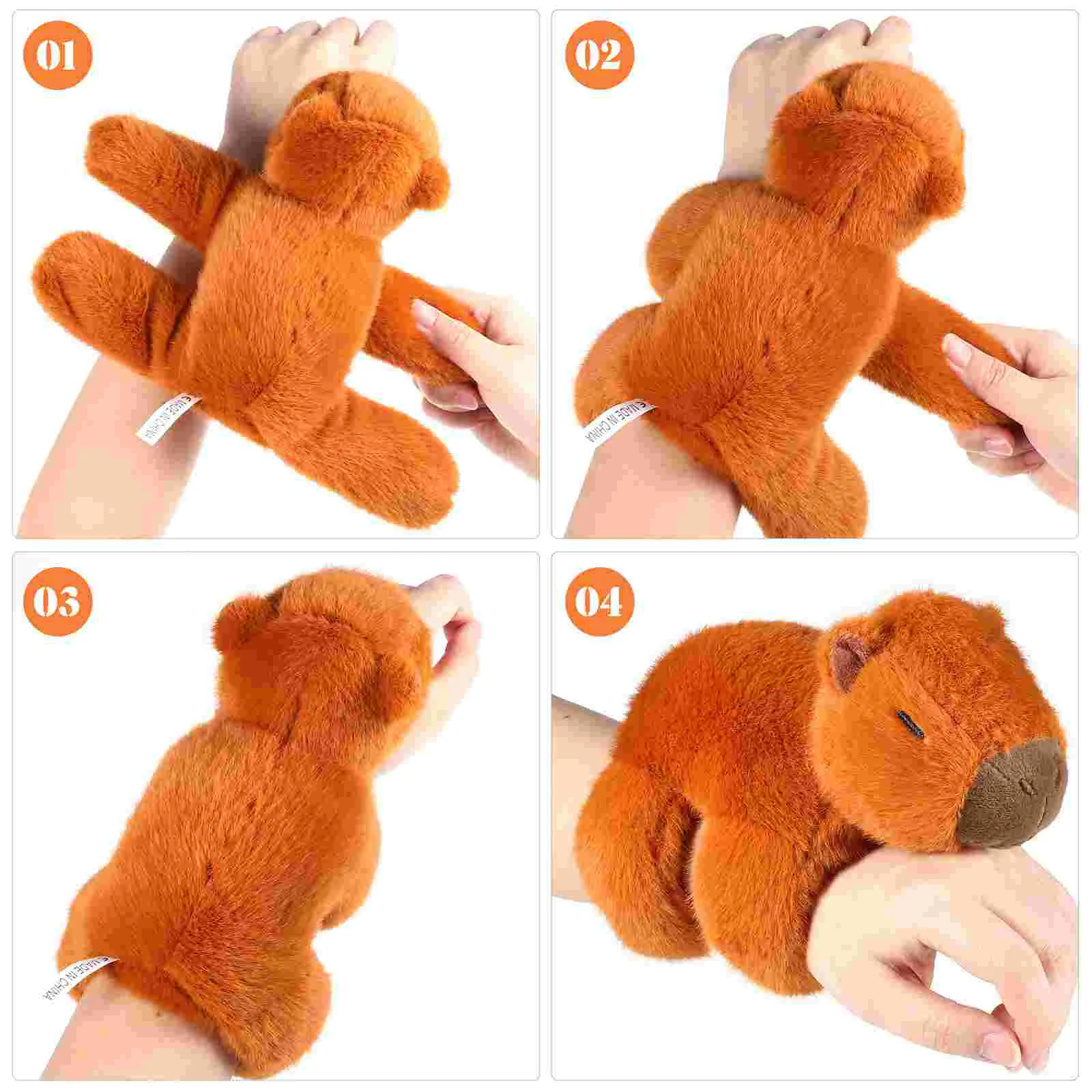 Plüsch Slap Armband Capybara Stofftier Slap Armband Plüsch Manschette Tier Hugger Capybara Hand Ring Armband Kind Lustiges Spielzeug