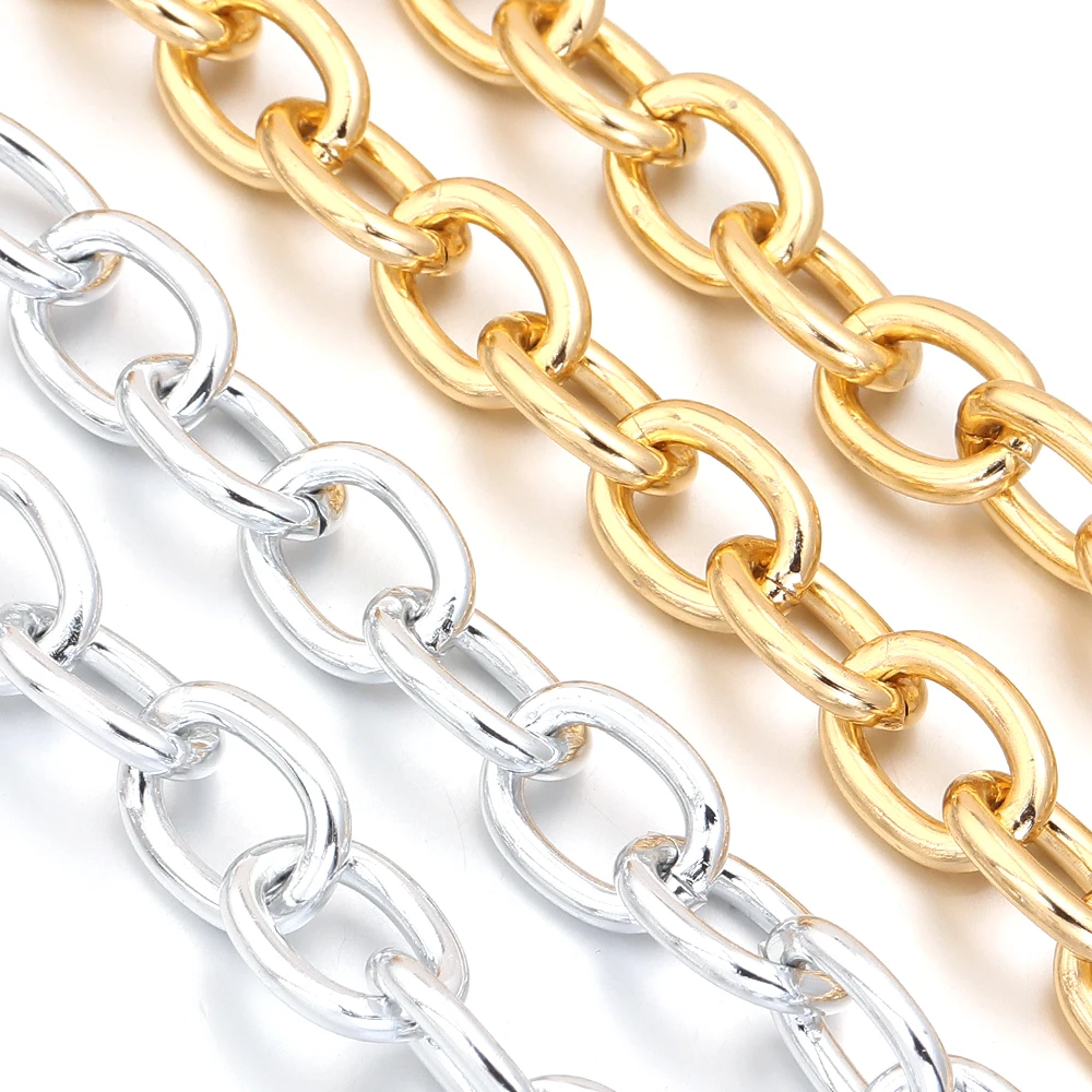 2Yards/Roll Aluminum Chains Gold Silver Color O Shape Twisted Link Chains For Jewelry Making DIY Bracelets Necklace Bag Findings - view 2