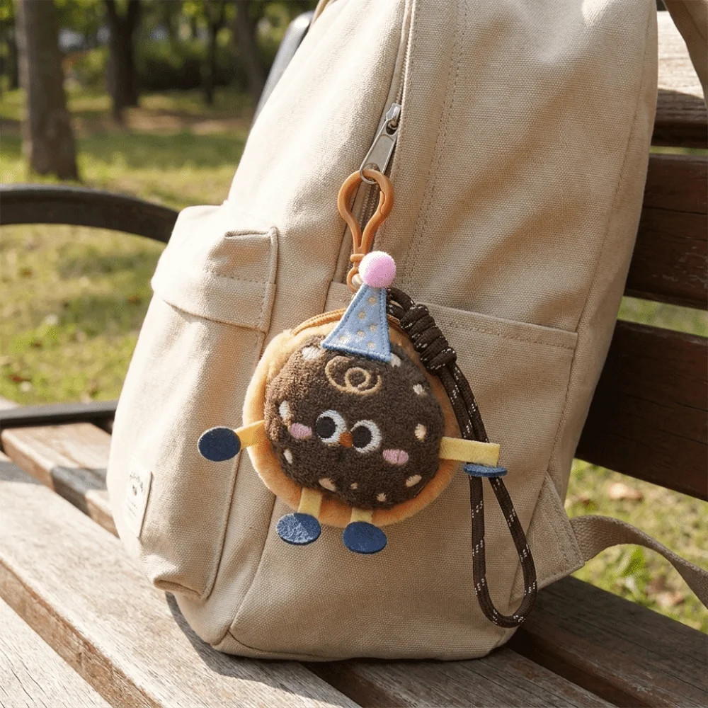 Cute Cartoon Design Coin Purse Material Food Shaped Keychain Bag Charm Creative Style Small Wallet Keychain Accessory