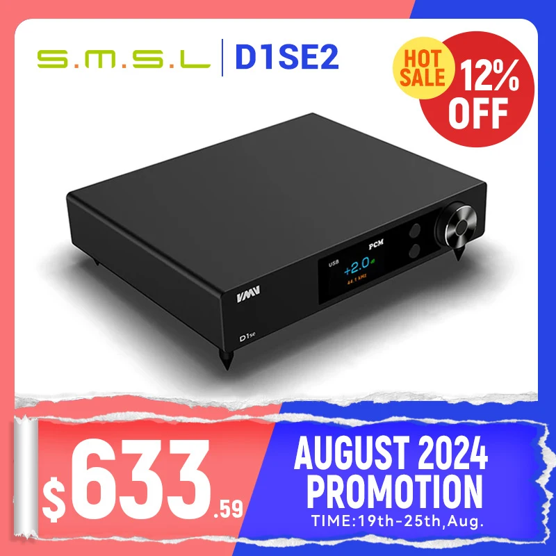 

SMSL VMV D1se2 MQA MQA-CD ES9039MSPRO DAC Bluetooth 768kHz 32bit DSD512 D1SE 2 Decoder With Remote Control