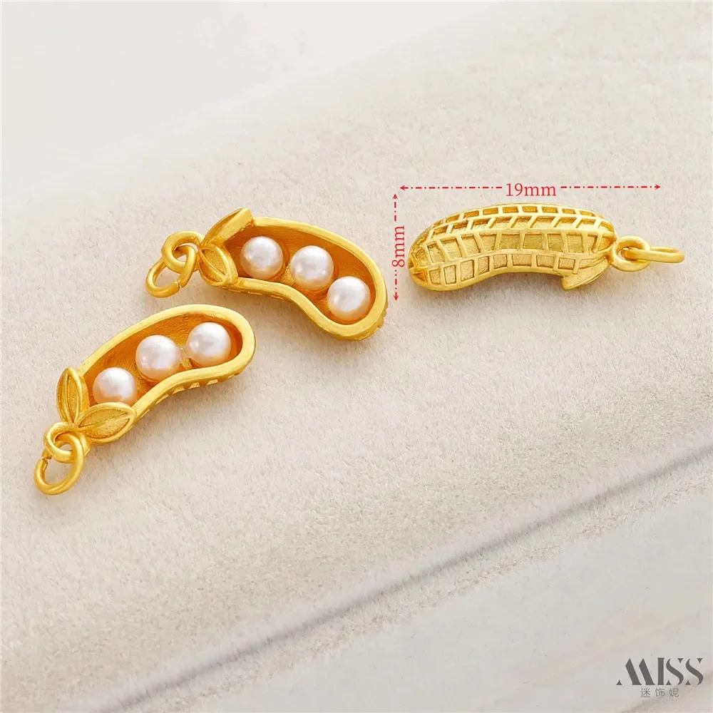 

Ancient Matte Gold Beaded Peanut Pendant DIY Bracelet Necklace Pearl Pendant Hanging Jewelry Accessories Material