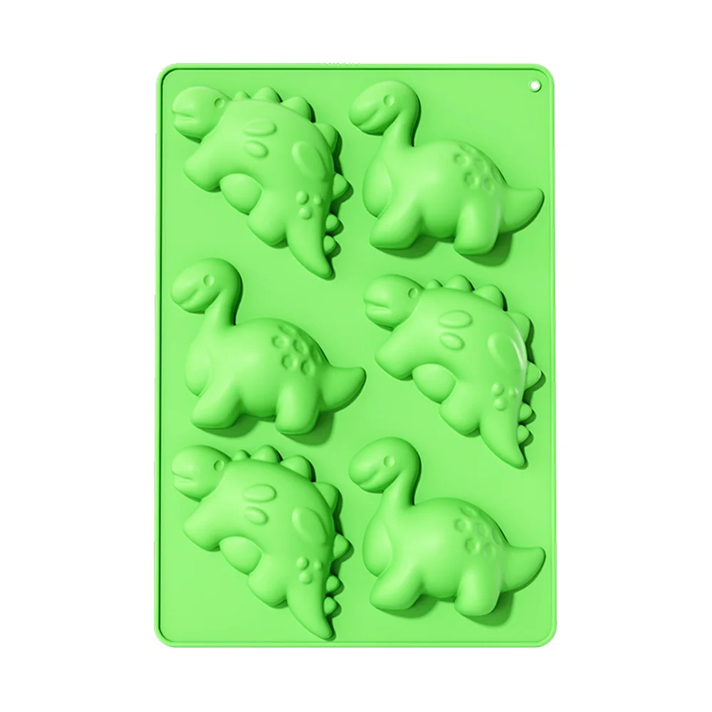 Dinosaur Silicone Cake Mold Chocolate Gummies Mold Tray 6-grid Candy Gummies Mold Cake Decoration Tool DIY Dinosaur Soap Mold view 6