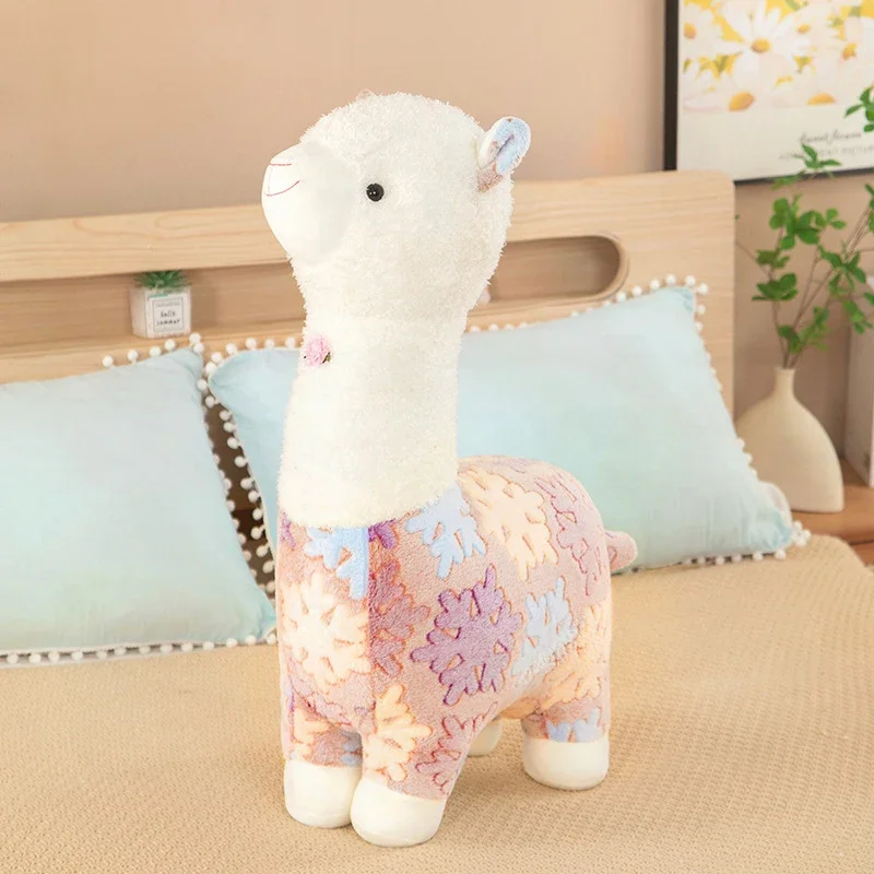 

2025 New Kawaii Alpaca Plush Toy Snow Alpaca Stuffed Plaything Cute Fluffy Animal For Kids Birthday Gift Holiday Present Soft To