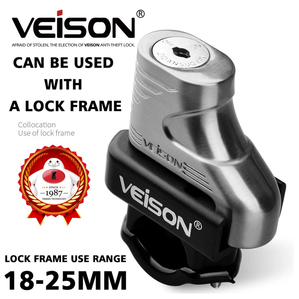 Cycling Lock Anti Disc Brake Lock Waterproof Motorbike Scooters Lock 130dB Alarm Anti-theft Lock Multi Color