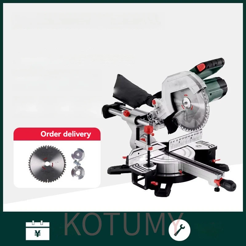 KGS216M 8-Inch Aluminum Alloy Woodworking Desktop Push-Pull Saw 305mm Oblique Cut Cutting Machine for Wood Craft