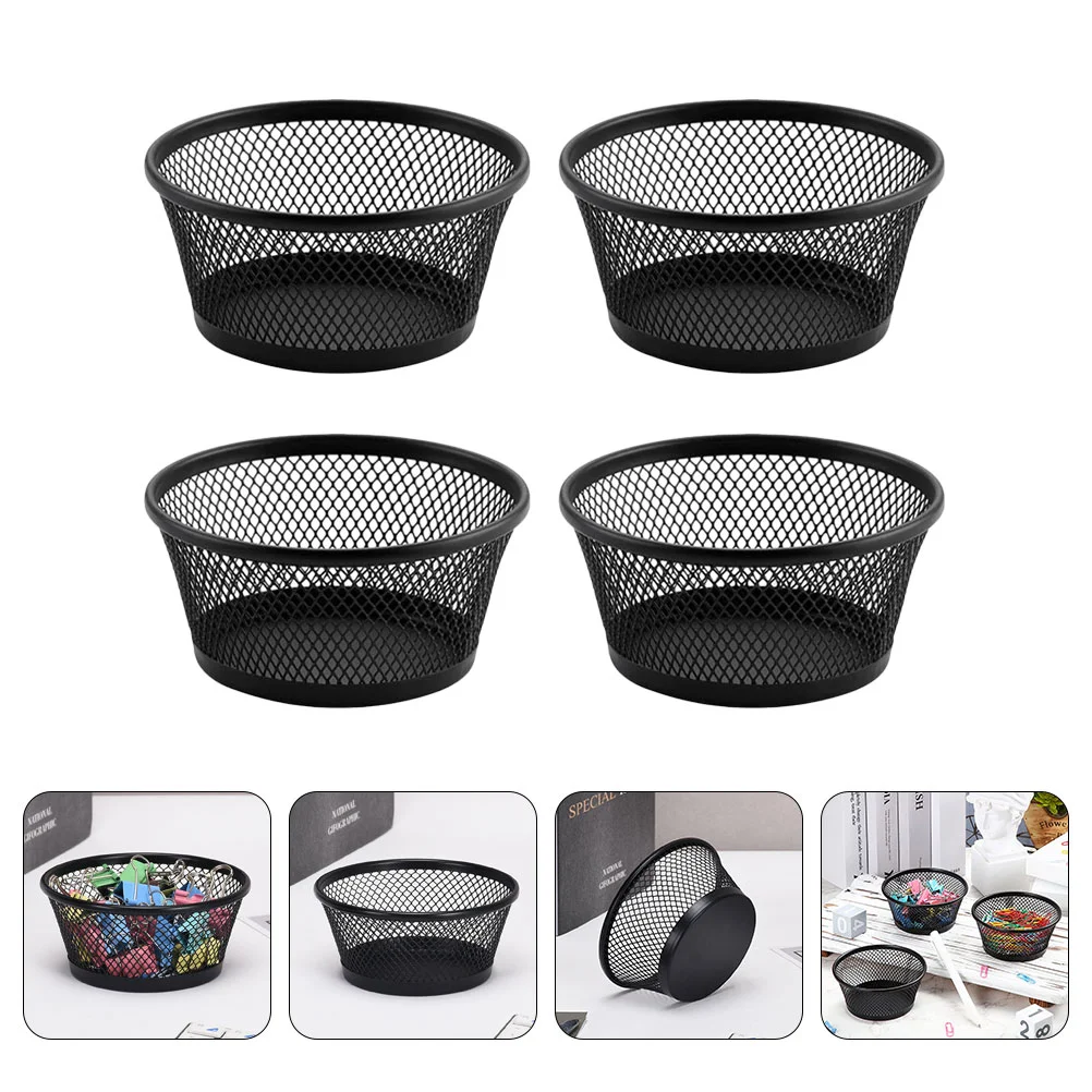 

4 Pcs Stationery Storage Box Mesh Paperclip Holder Containers Supplies Basket Desktop Binder Iron Holders for Small Things