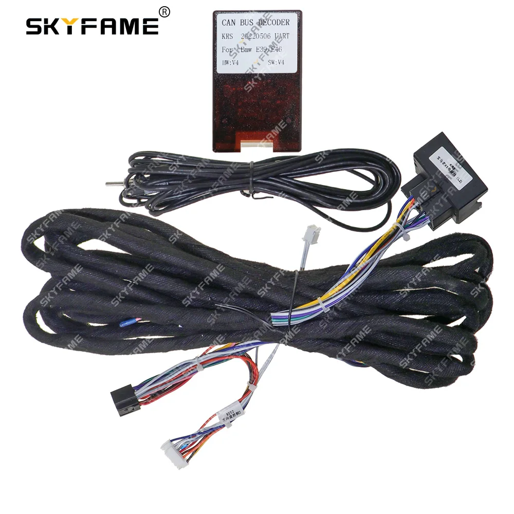 SKYFAME Car 16pin Wiring Harness Adapter Canbus Box Decoder Android Radio 6M Power For BMW E46 E39 E53 X5 3/5 Series Cable