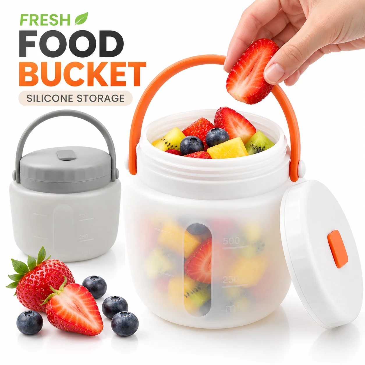 3Pcs Collapsible Silicone Storage Bucket Set Leakproof Food Container Portable Ice Drink Container With Handle For Outdoors