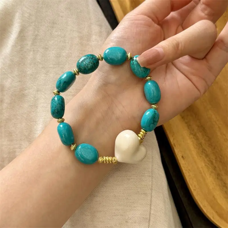 Turquoise Freeform Matching Natural Ivory Peach Buddha Bracelet Accessories Spacer Beads - view 4