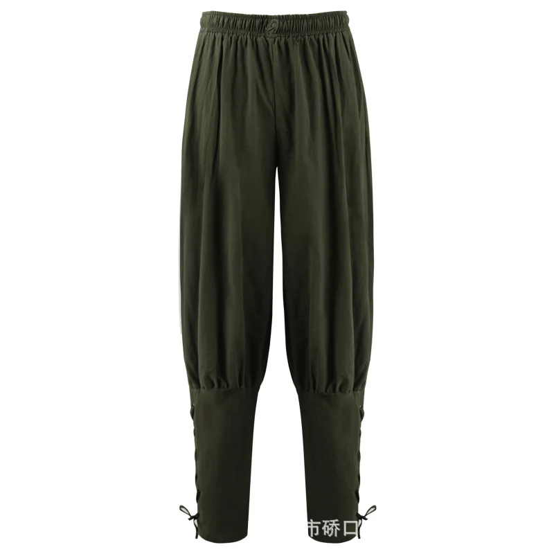 Medieval Four Color Retro LaceUp Pants Halloween Pirate Ship Cosplay Costume Loose Casual Stage Character Roleplay Outfit Wear