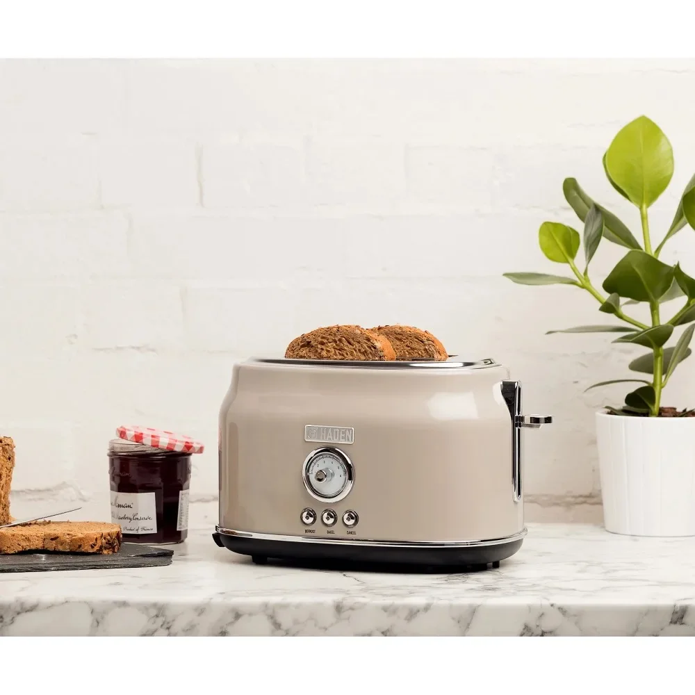 

2-Slice Wide Slot Stainless Steel Retro Toaster, Putty