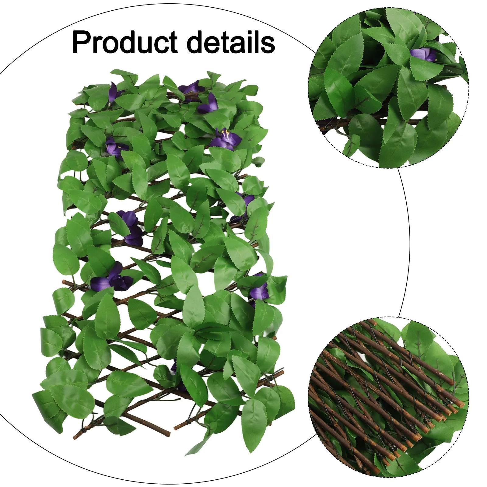 Expandable Artificial Wooden Fence With Green Leaves Outdoor Patio Garden Home Decoration Simulation Decoration