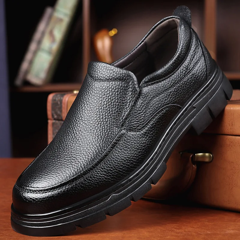 

New Leather Men Formal Shoes Luxury Brand Man Loafers Dress High Quality Breathable Slip on Black Driving Shoes Plus Size 38-44