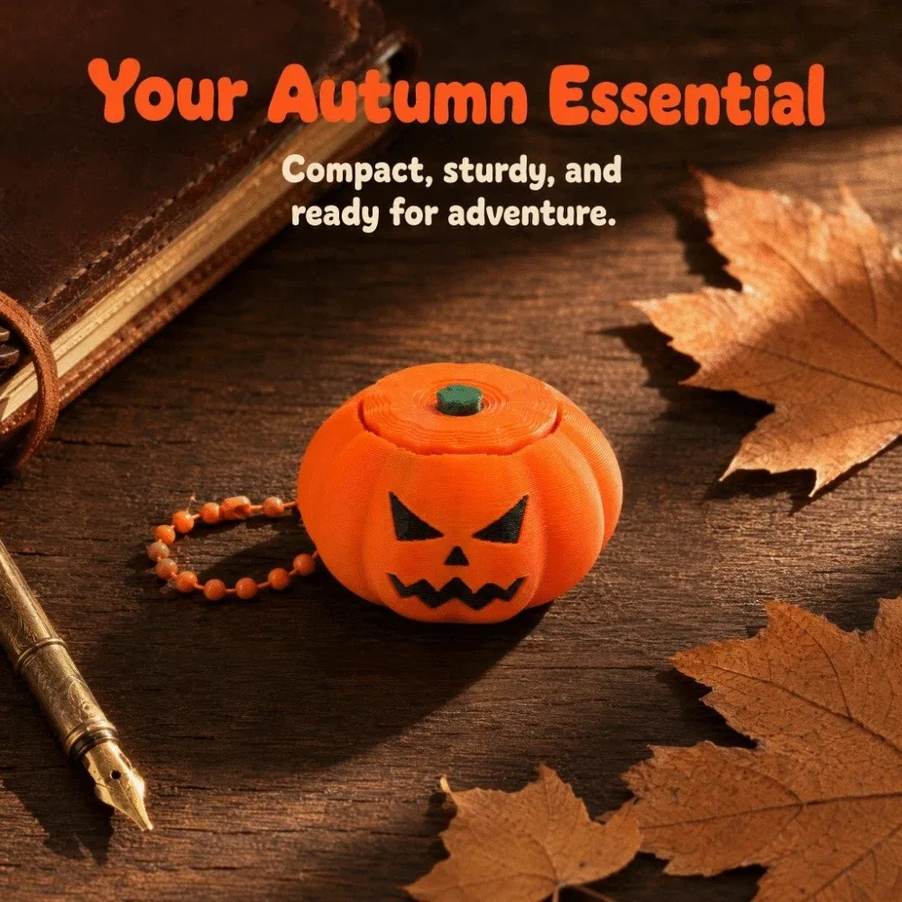 Fidget Halloween Pumpkin Clicker Keychain Funny Creative 3D Printed Pendant Keyboard-style Orange Decompression Button