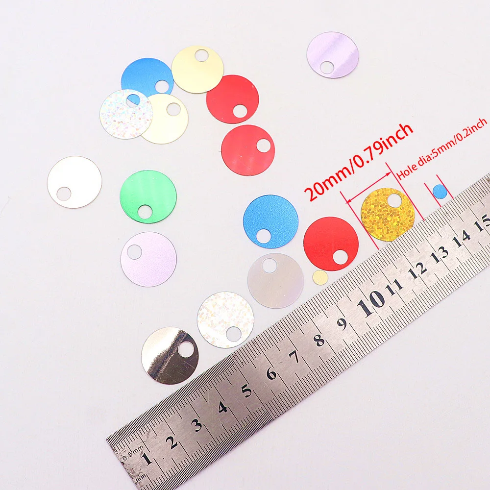 Große 2cm Flache Runde Pailletten 20mm Lose Pailletten für DIY Stickerei Kleidung Taschen Schmuckherstellung – Detail 2